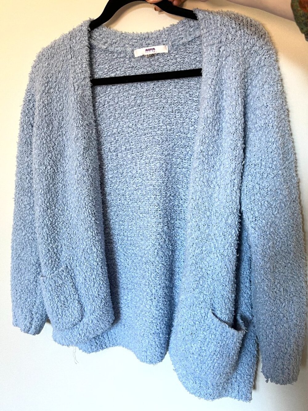 Vintage Baby Blue Fuzzy Boucle Alia Cardigan
